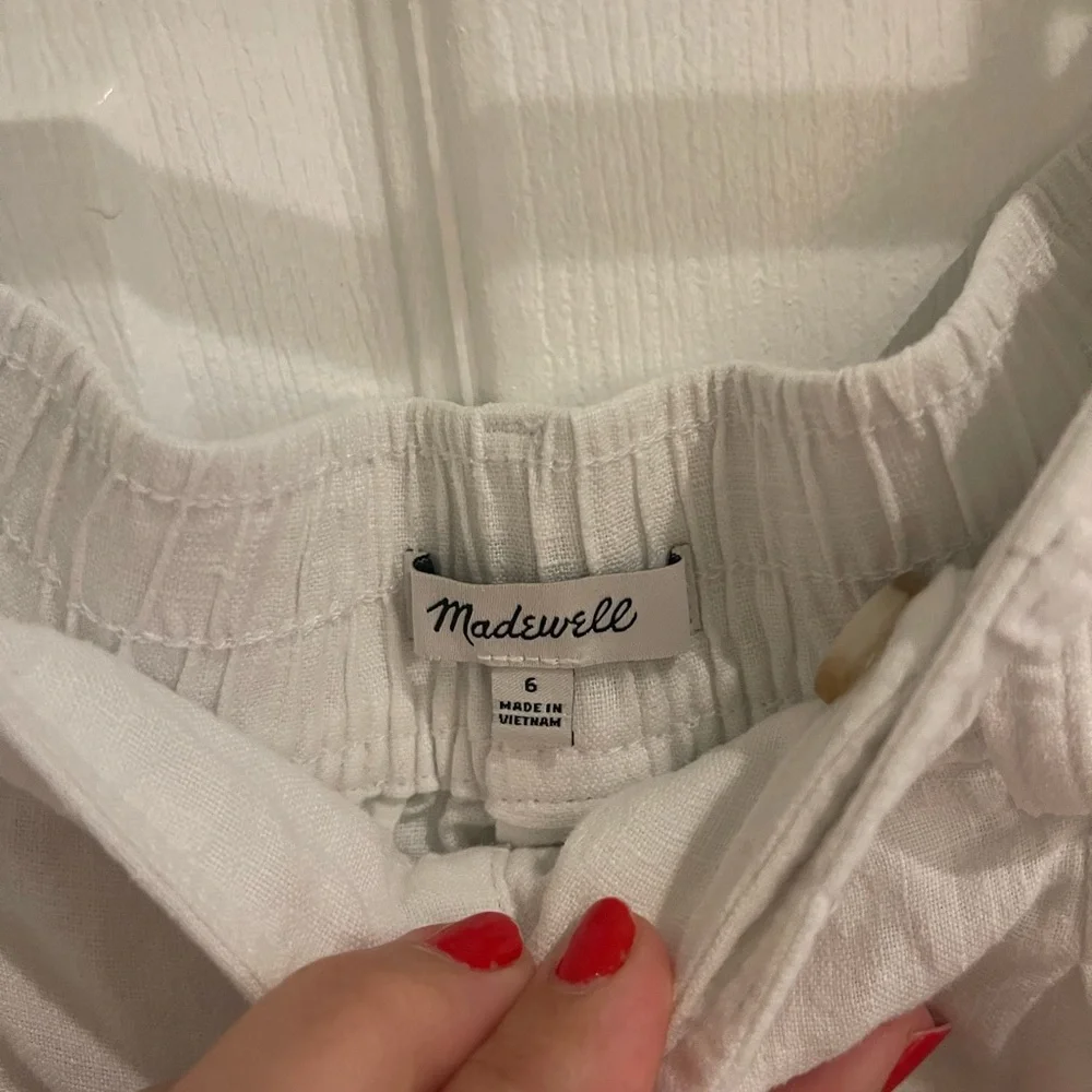 Madewell The Beale High Waist White Linen Shorts - Picture 5 of 8